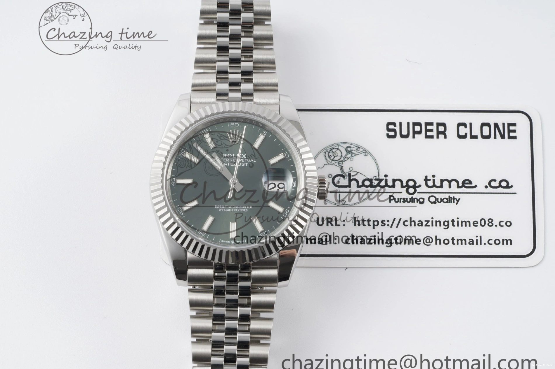 0408 Tailored DateJust 41 126334 NTF 1:1 Best Edition 904L Steel Green Stick Dial on Jubilee Bracelet VR 2155